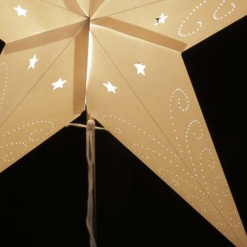 Preview: Shanti Weiß - Faltbarer Leuchtstern, Weihnachtsstern aus Papier mit 9 Zacken, 60 cm